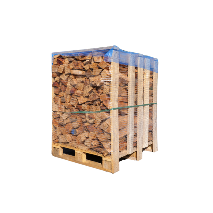 Pallet met 1e kwaliteit droog ovengedroogd brandhout - klaar voor gebruik - hardhoutmix